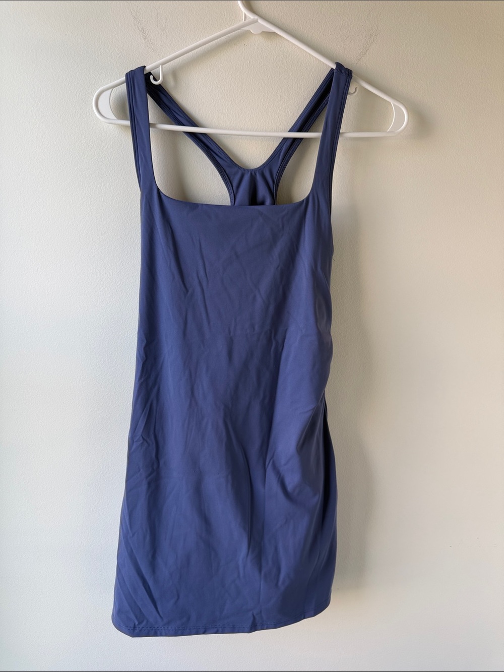 Women’s Scoop Neck Athletic Tank Dress w Shorts Underneath in Blue/Purple
